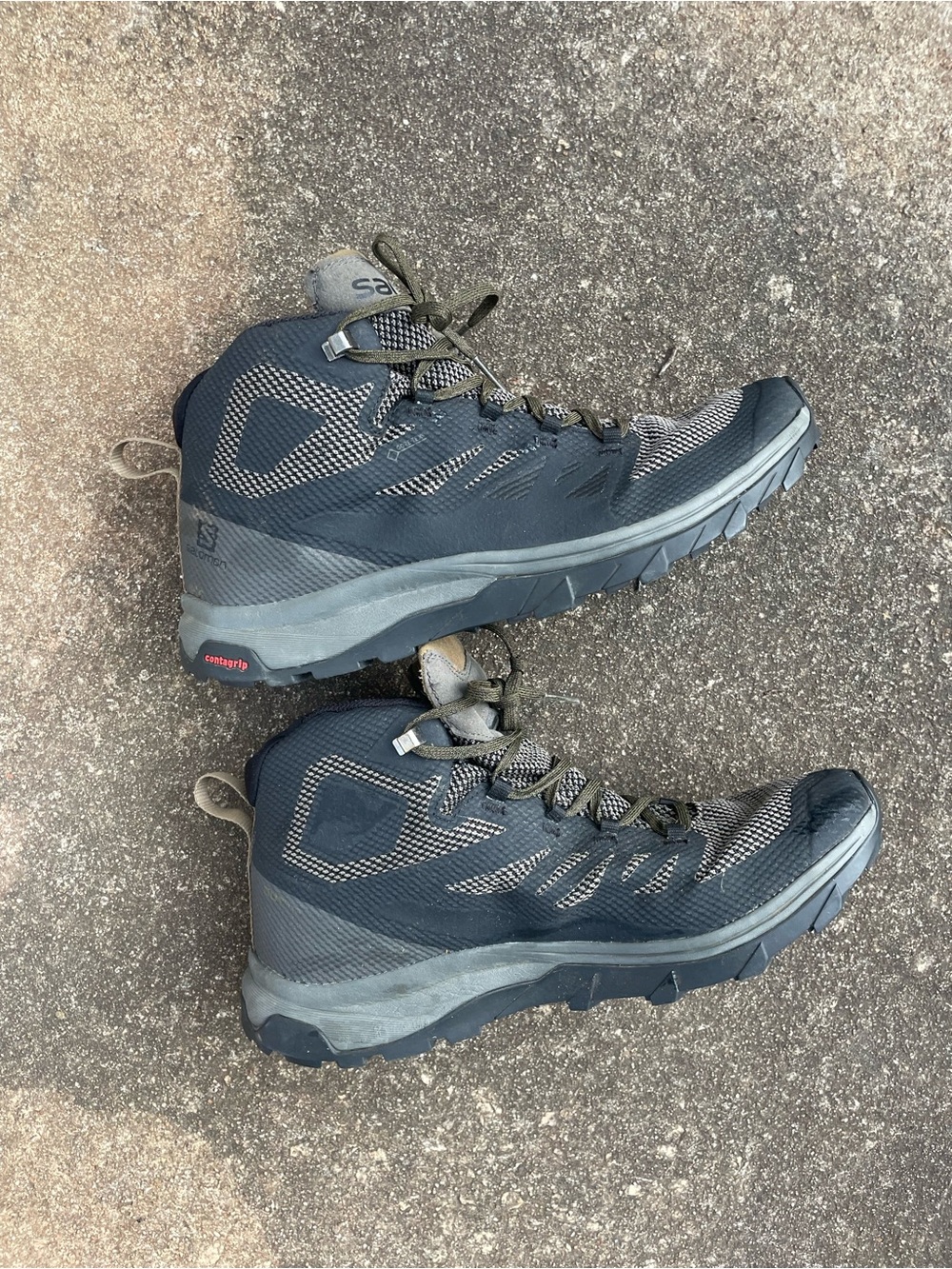 Salomon Outline Mid GTX Mens Black Grey Waterproof Hiking Boots Size 11.5